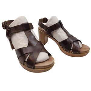Dansko Brown Daniela Strappy Chunky Heel Platform Sandal Women Sz 8–Gently Used
